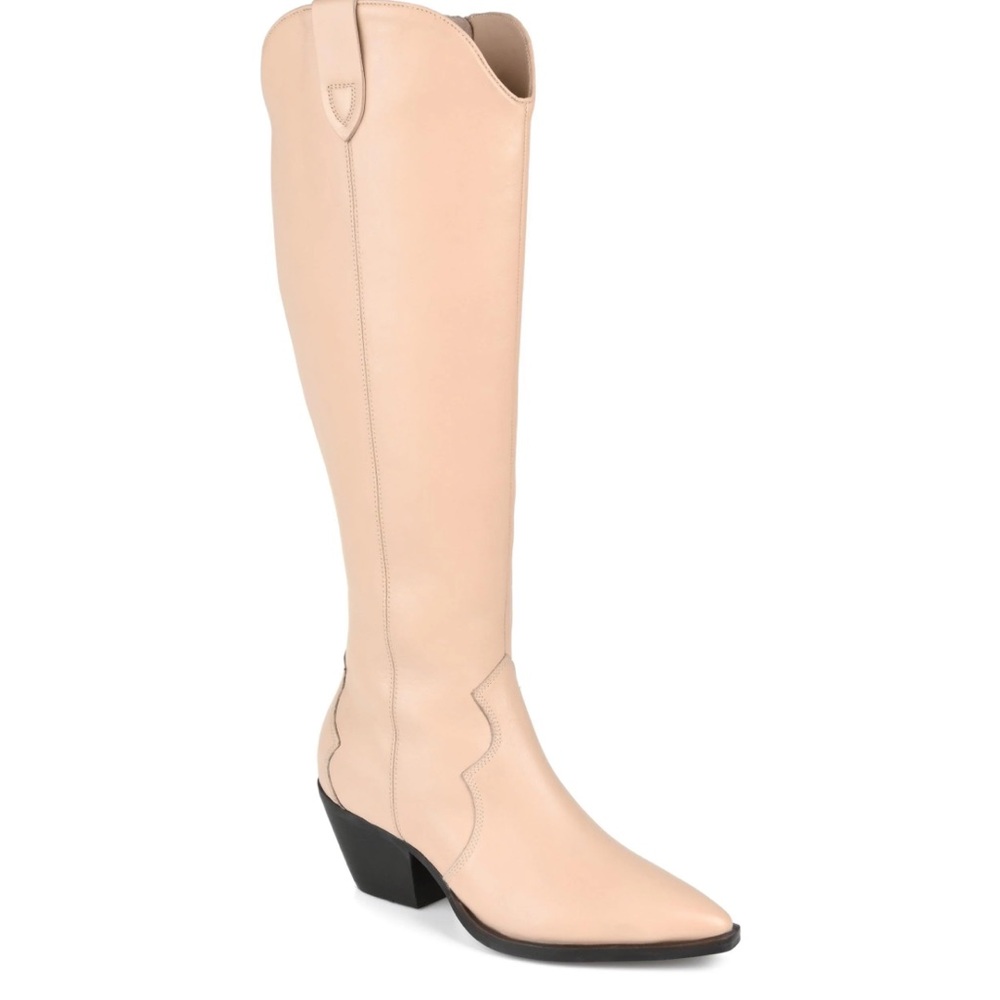 Journee Collection Pryse Knee High Cowboy Boots Extra Wide Calf Size 7